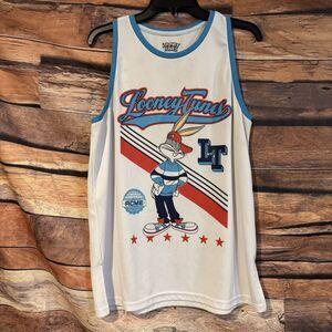 Looney Tunes Bugs Bunny Medium White Basketball Jersey Tank Top ACME Red Blue